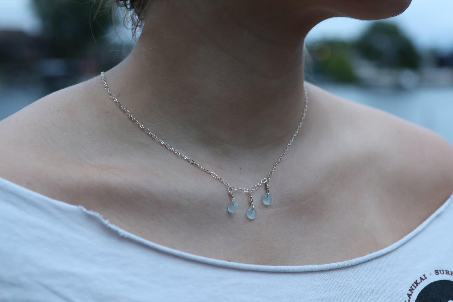 Seafoam Sea Glass Drift Necklace