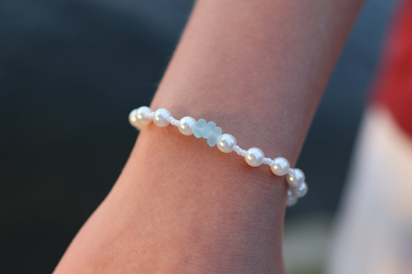 Sea Glass Large Pearl Bracelet