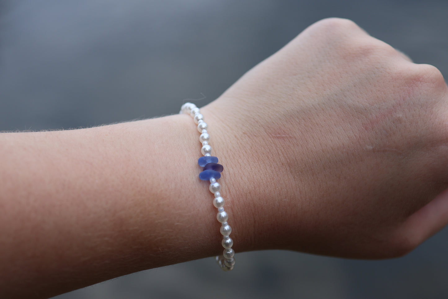 Sea Glass Small Pearl Bracelet
