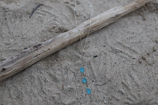 Caribbean Blue Sea Glass Cascade Necklace