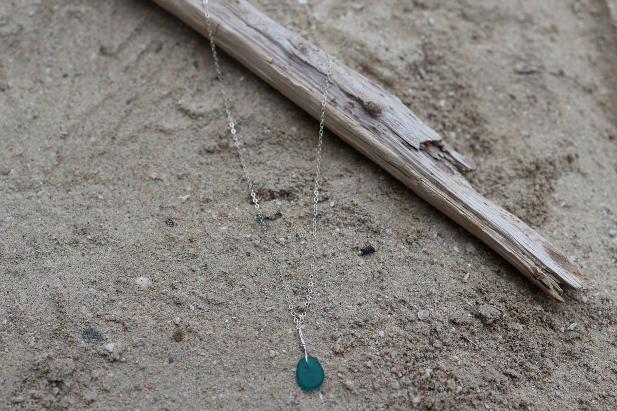 Emerald Sea Glass Shore Necklace