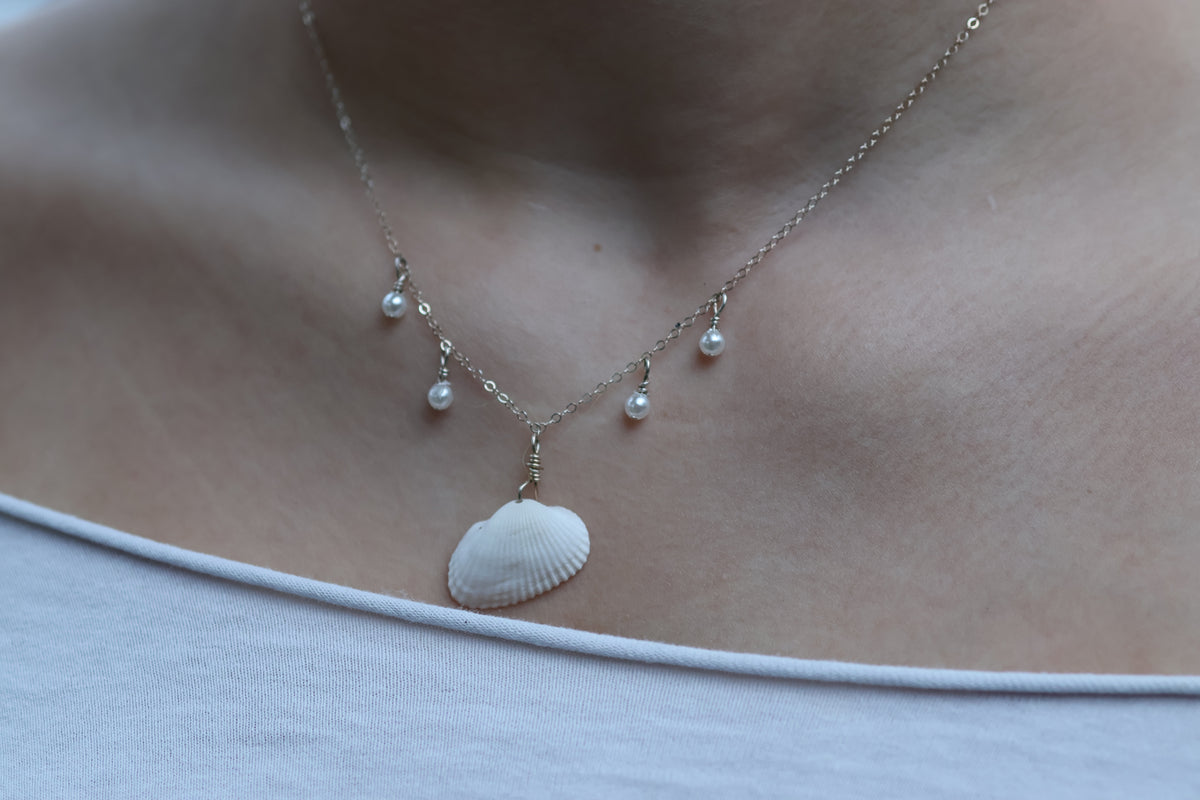 White Shell and Pearl Necklace