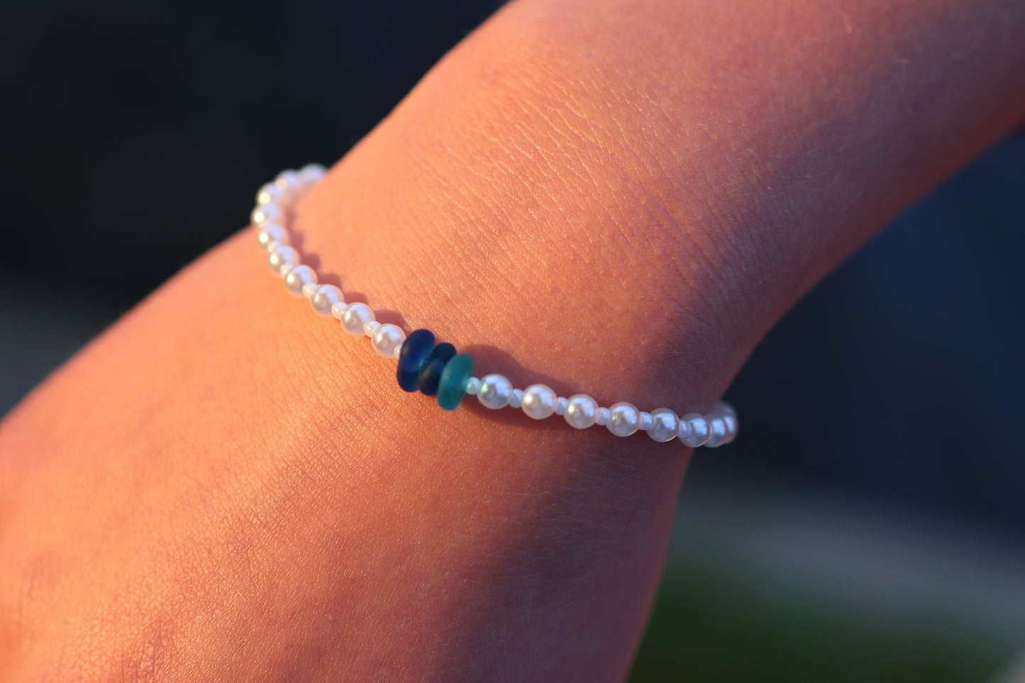 Sea Glass Small Pearl Bracelet
