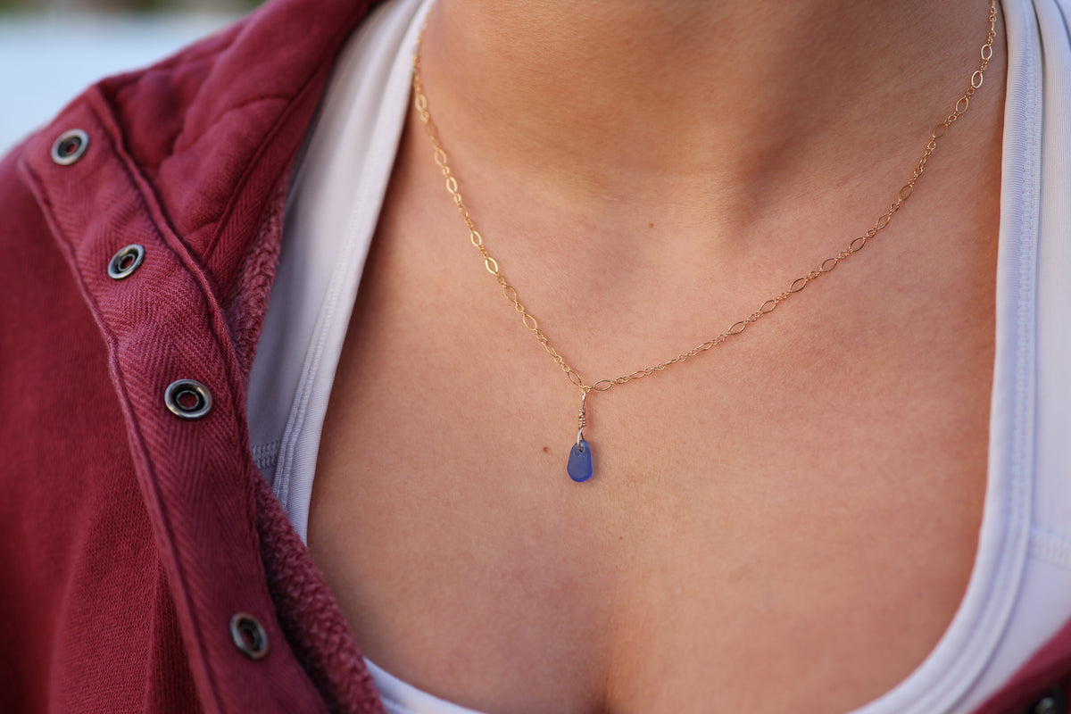 Royal Blue Sea Glass Shore Necklace