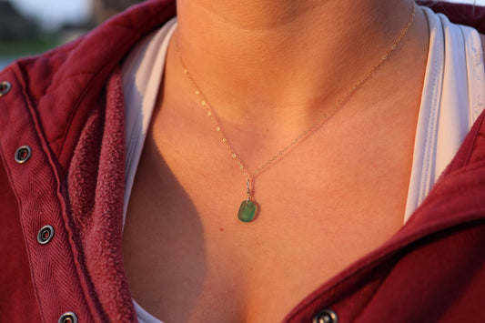 Aqua Green Sea Glass Shore Necklace