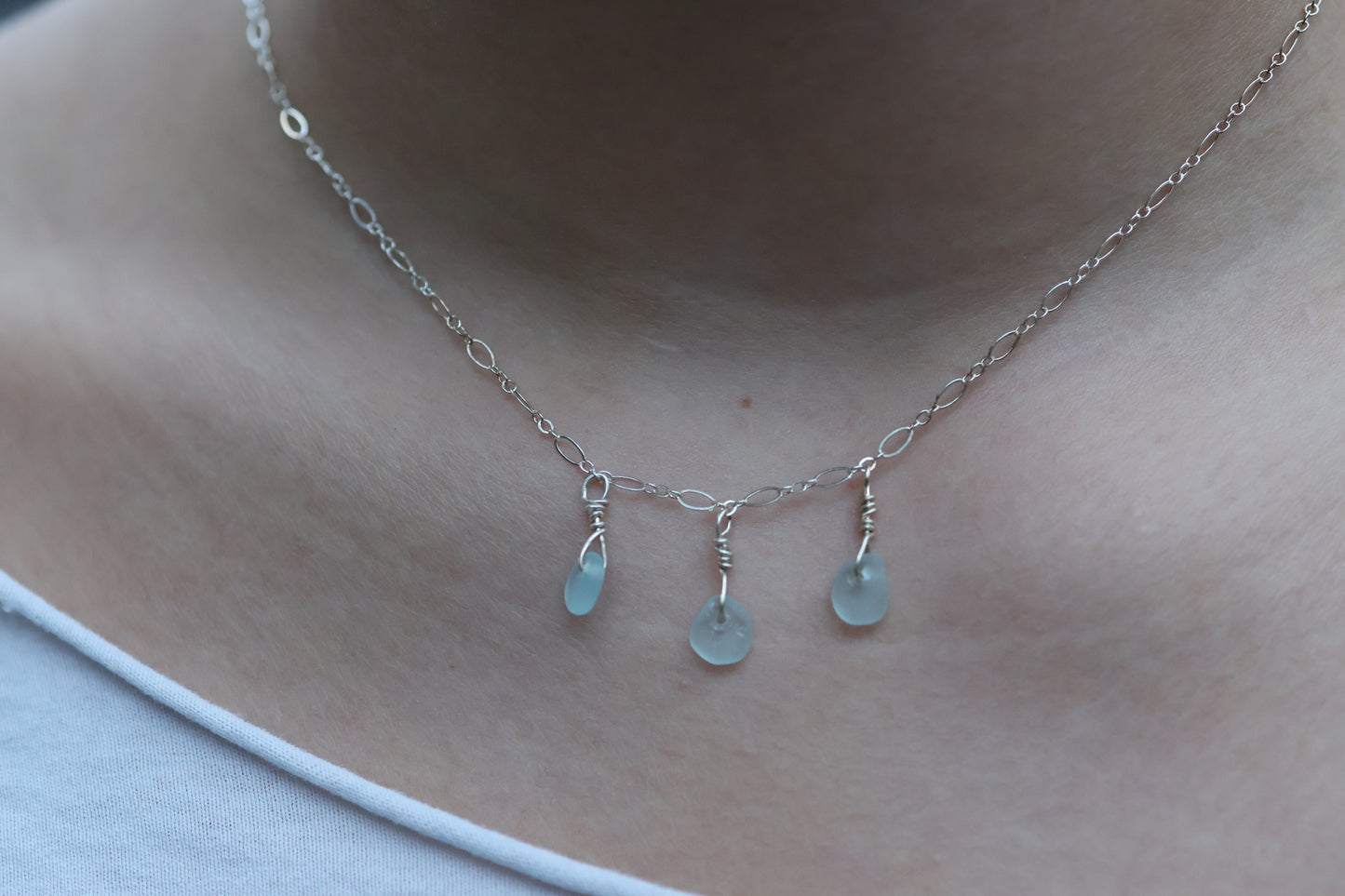Seafoam Sea Glass Drift Necklace