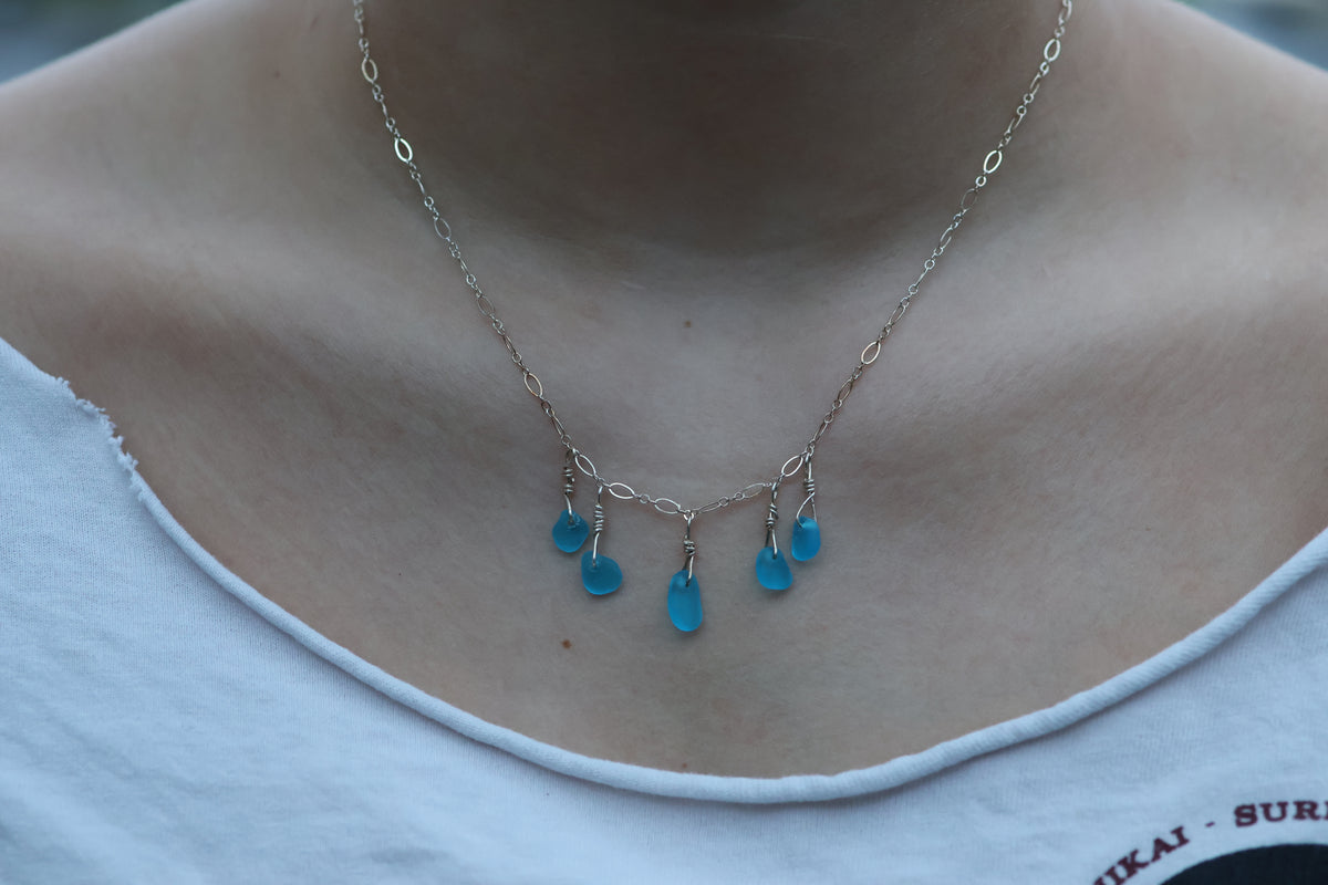 Sky Blue Sea Glass Tide Necklace