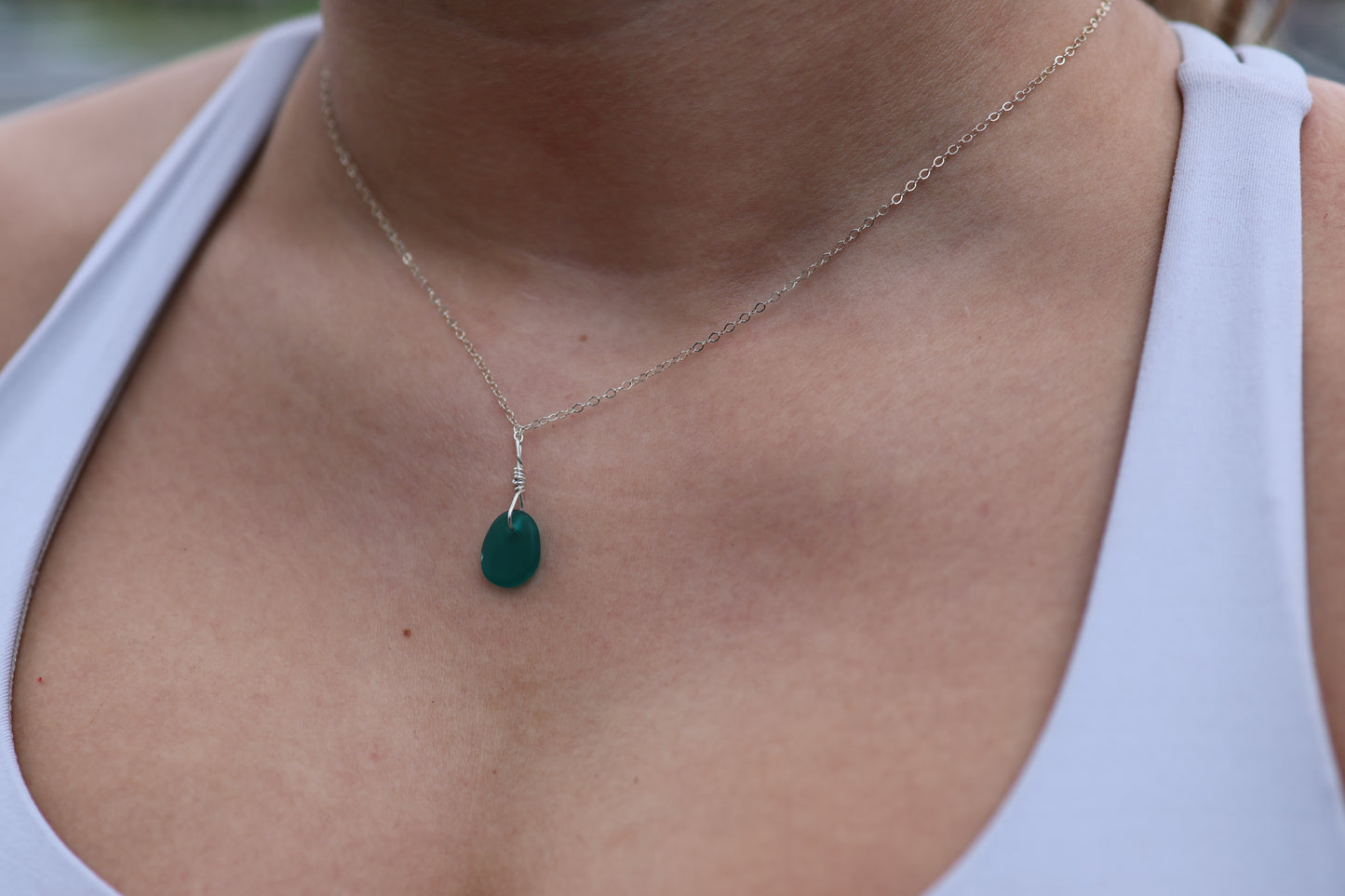 Emerald Sea Glass Shore Necklace