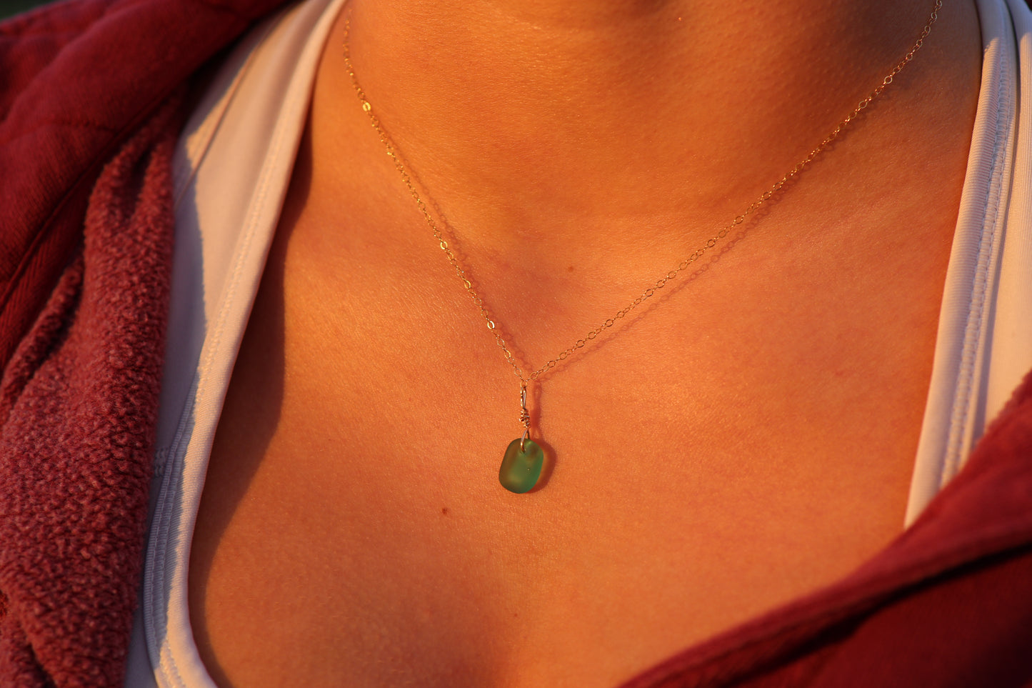 Aqua Green Sea Glass Shore Necklace