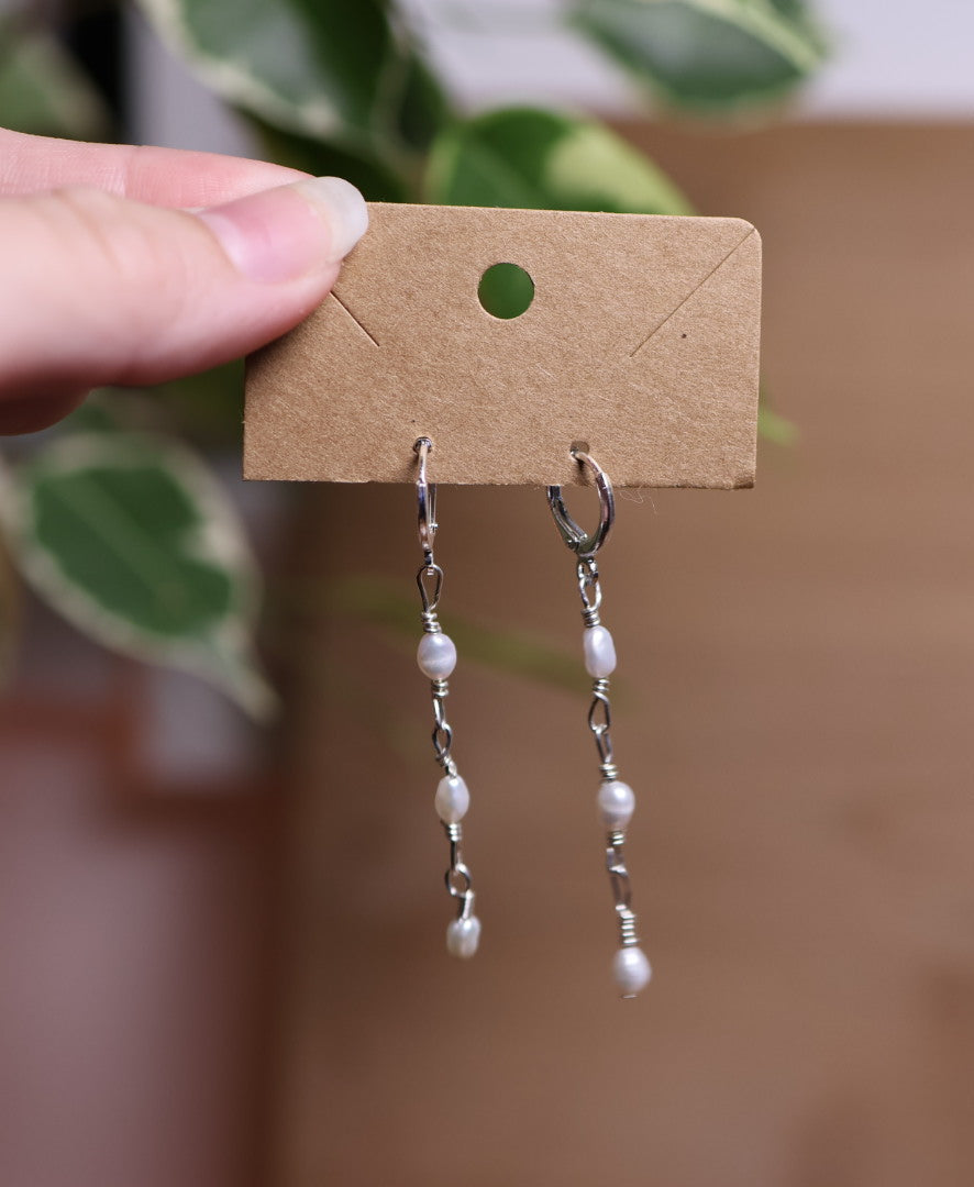 Pearl Cascade Huggie Earrings