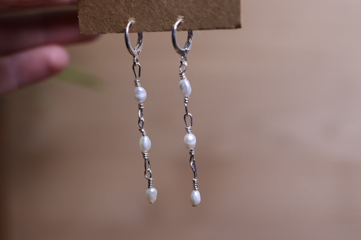 Pearl Cascade Huggie Earrings